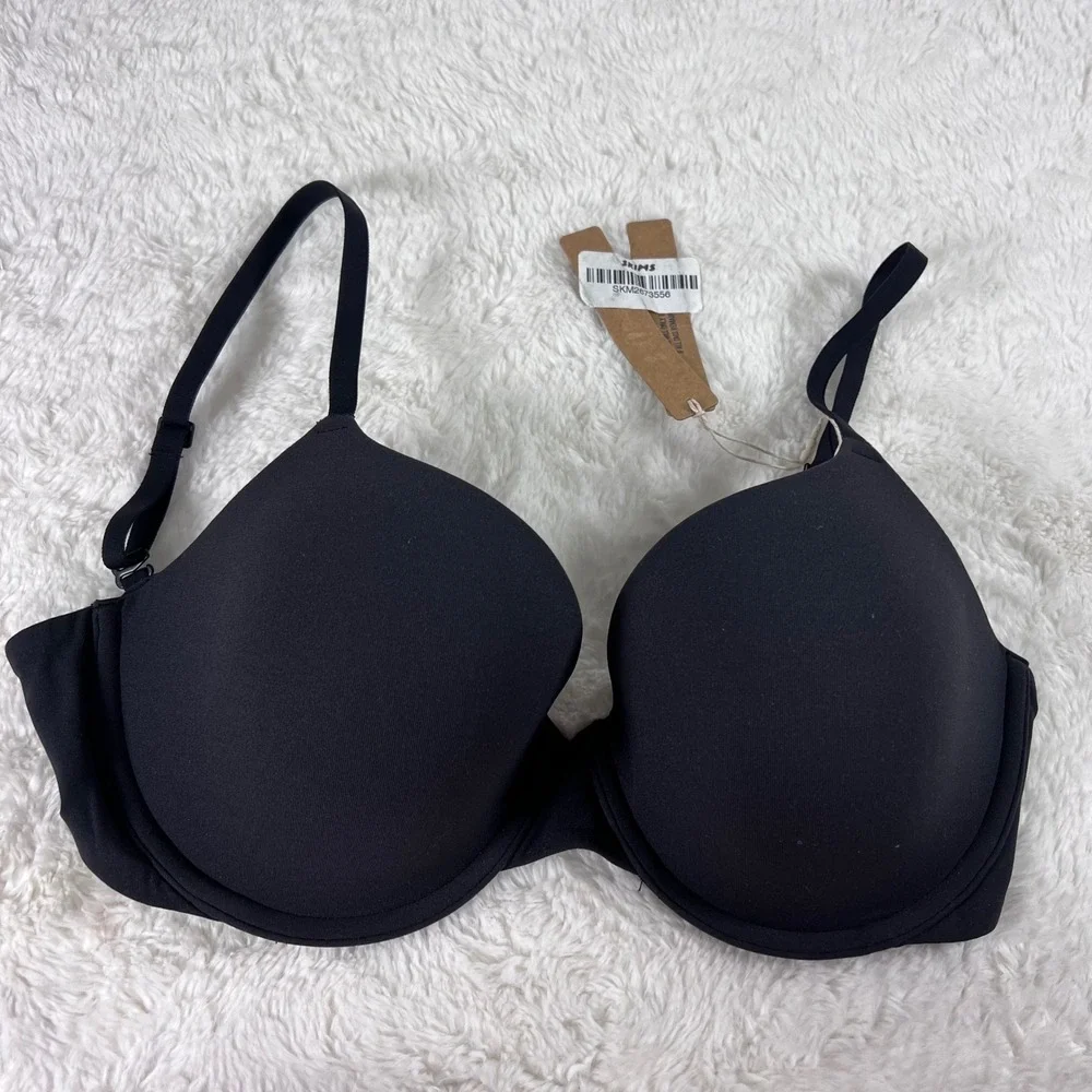 Skims Fits Everybody T-Shirt Bra Onyx Black Underwire BR-UWR-2294 Size 32DD NEW